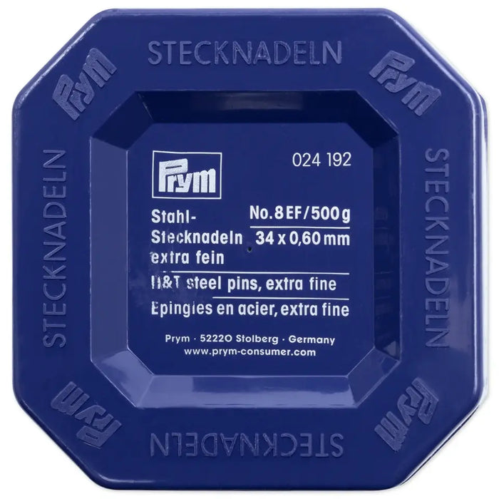 Prym Steel Pins 0.6 × 34 mm (No. 8 EF) – 500 g Box(024192)