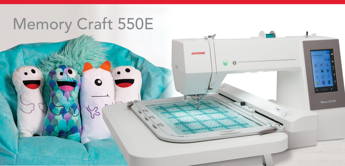 Janome Memory Craft 550E Embroidery Machine + FREE Beginner Software