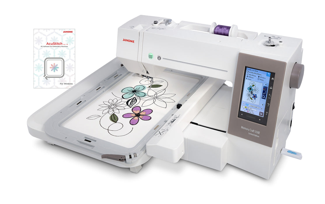Janome Memory Craft 550E Embroidery Machine + FREE Beginner Software