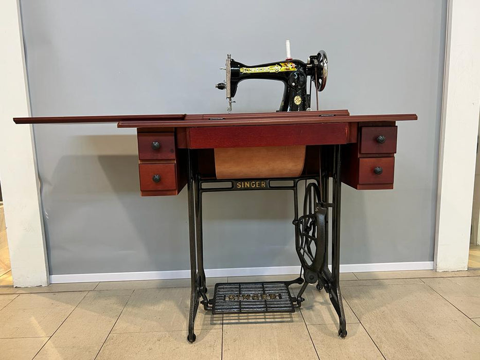 Singer Traditional Sewing Machine 15 Class Leg Treadle with Table & Stand Singer 15NL + Premium quality 5D Table + Stand (Complete Set)