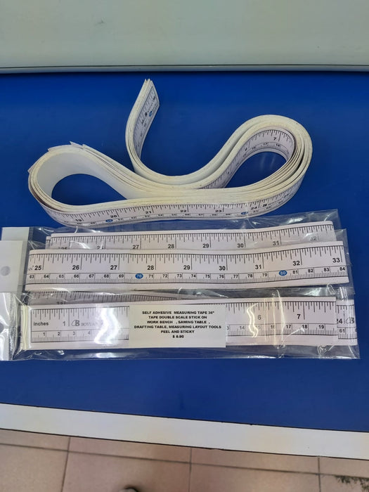 36" Self-Adhesive Measuring Tape – Double Scale Stick-On Ruler for Workbench, Saw Table & Drafting Tools