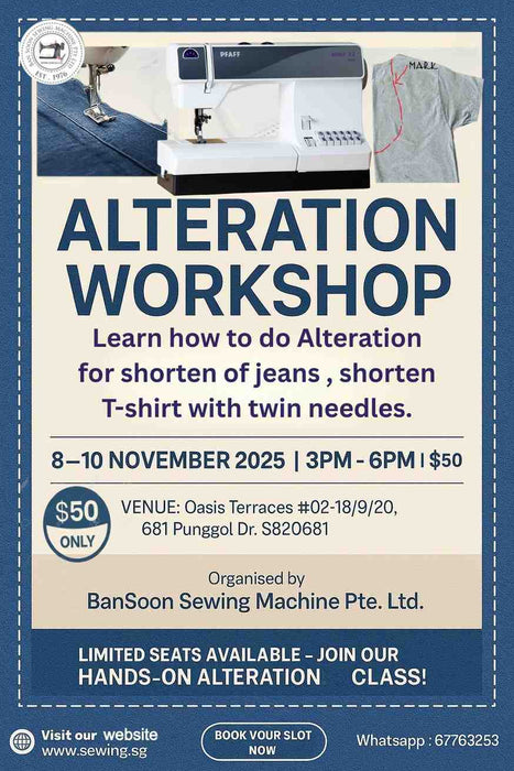 Alteration Workshop – Learn to shorten jeans and T-shirts with twin needles