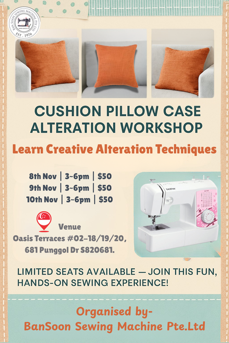 Cushion Pillow Case Workshop — Learn Sewing Techniques