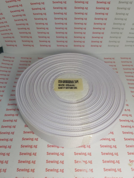 Gross grain Tape Roll– Durable Ribbed Fabric Trim for Sewing & Crafting-50yds-White