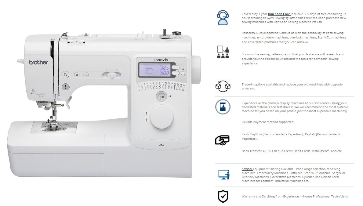 Brother Innovis A16 Sewing Machine, Computer Assisted, Best for Beginners