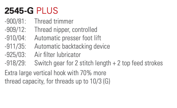 2545; PFAFF Unison Feed, Powerline, Single Needle Lockstitch; Upholstery & Technical fabrics stitching