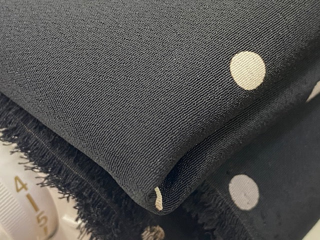 Fabric Gorgette, Polka Dots BLACK, breathable. 2 yards packing.