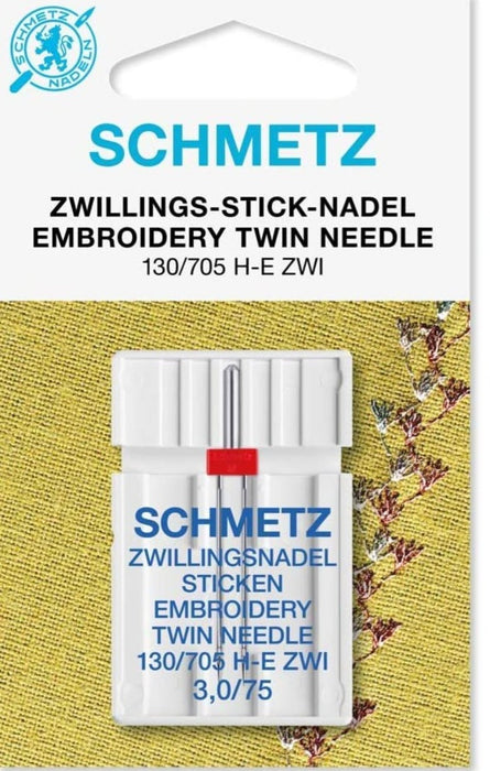 Schmetz Stick Embroidery Twin Needles 3.0/75
