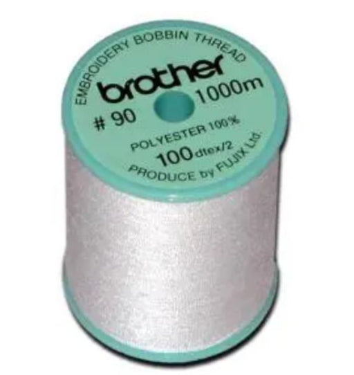 Brother Embroidery Bobbin Thread Brother bobbin threads are strong, soft and smooth, and perfectly balanced to the needle thread.For best results, use the Brother Bobbin thread designed for your machine. Brother NV880E only use for size #90 Available Colour (Black and White) Size#90 1000 meter per roll.