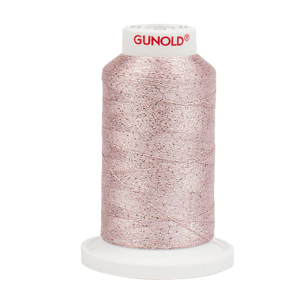 Gunold Embroidery Thread - POLY SPARKLE (Star) 30 - 1000m - 50553 Pale Peach with Silver