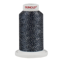 Gunold Embroidery Thread - POLY SPARKLE (Star) 30 - 1000m - 50615 Black with silver sparkle