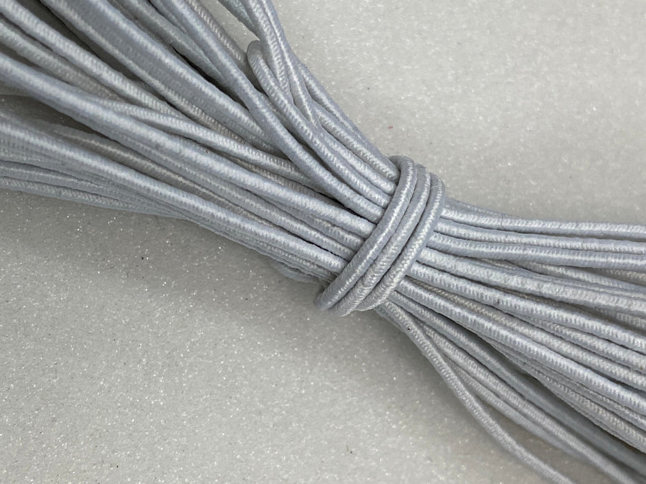 (High Repeat Order) Elastic Cord Round 1.35mm Thickness. 7 Yards Packing. White Color