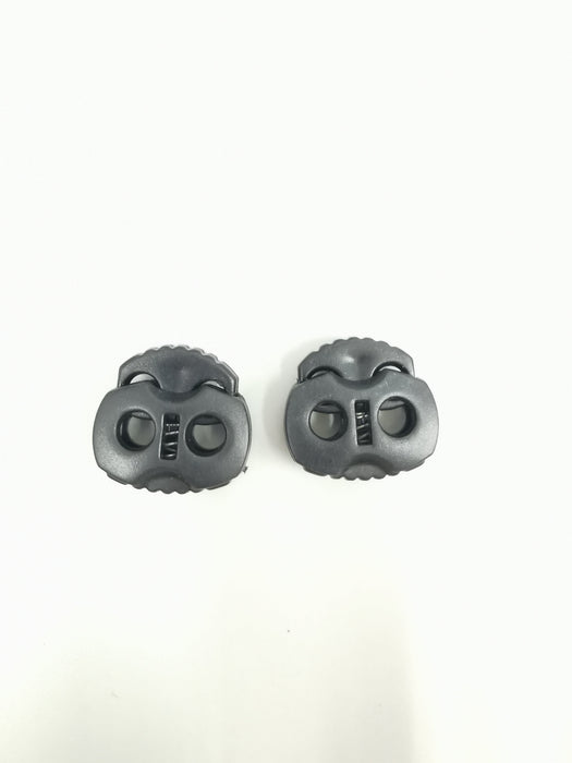 Elastic Cord Stopper / Cord Lock / Adjuster (Big) Round Flat Curve Top Toggles Spring Clasp 2 pcs / Pack Black