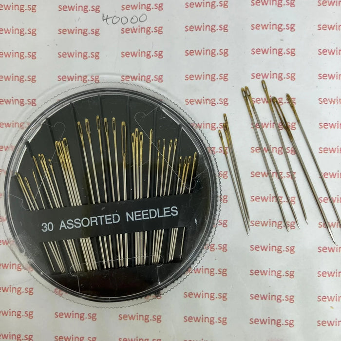 Compact set-30 Pcs. of Assorted Needles:Golden needle hole-Easy to Thread - Ban Soon Sewing Machine Pte Ltd