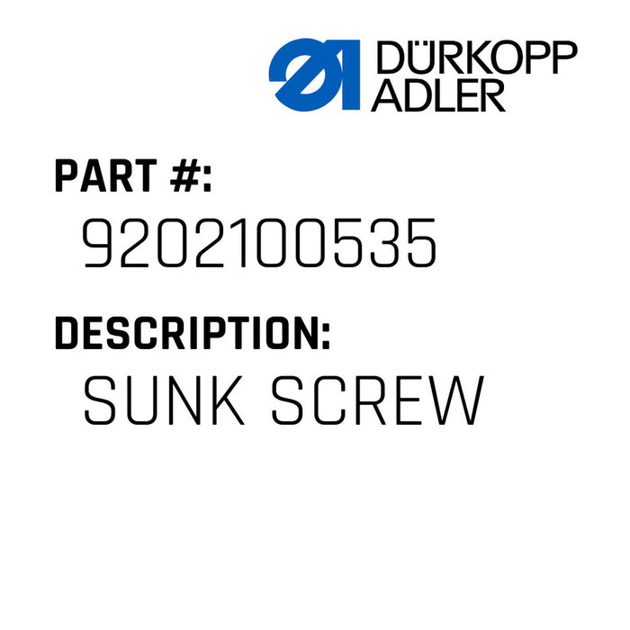 9202 100535 / Sunk Screw-Durkopp Adler