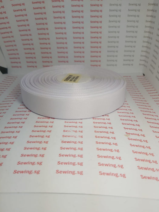Gross grain Tape Roll– Durable Ribbed Fabric Trim for Sewing & Crafting-50yds-White
