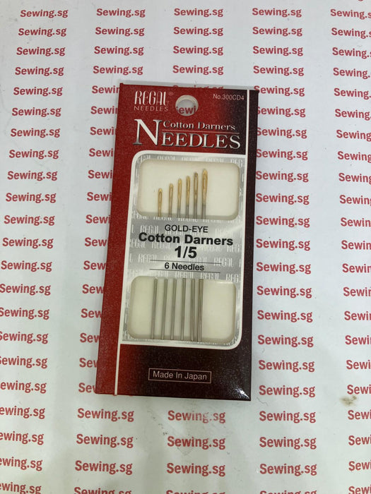 REGAL Needles Gold-Eye Cotton Darners Size: 1/5- 6 Needles