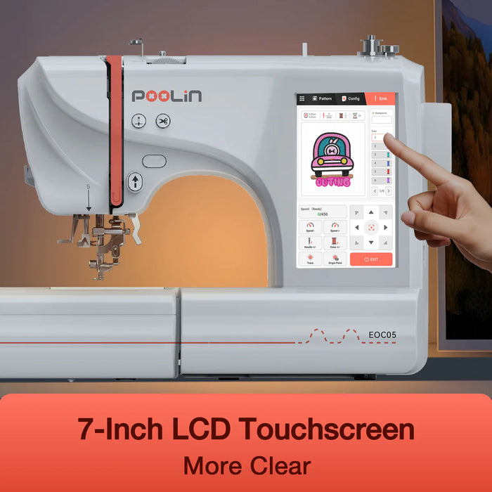 POOLIN EOC05 Computerized Home Embroidery Machine - Beginner Friendly