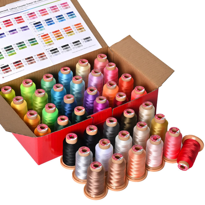 40 Colours Set Richword 108D/2 40wt Polyester Embroidery Thread – 800m (Household Embroidery Machine)