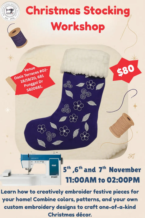 Christmas Stocking Embroidery Workshop – Stitch Your Own Festive Decor! 1st Dec