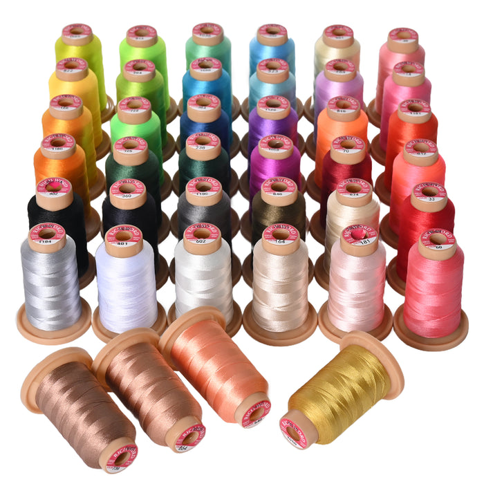40 Colours Set Richword 108D/2 40wt Polyester Embroidery Thread – 800m (Household Embroidery Machine)