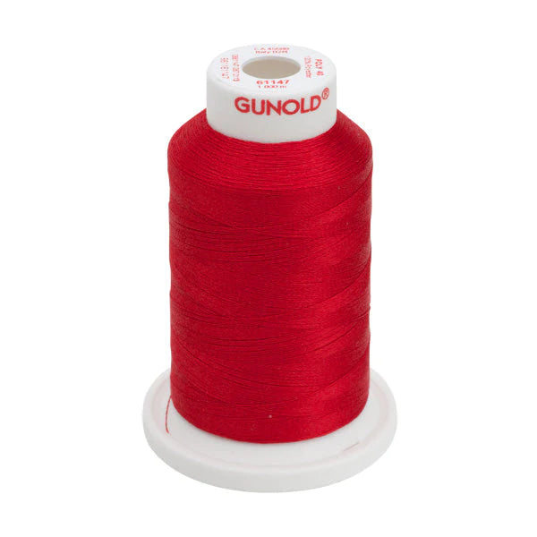 Gunold Embroidery Thread - POLY 40 FIRE - 1000m - 61147 - Christmas Red