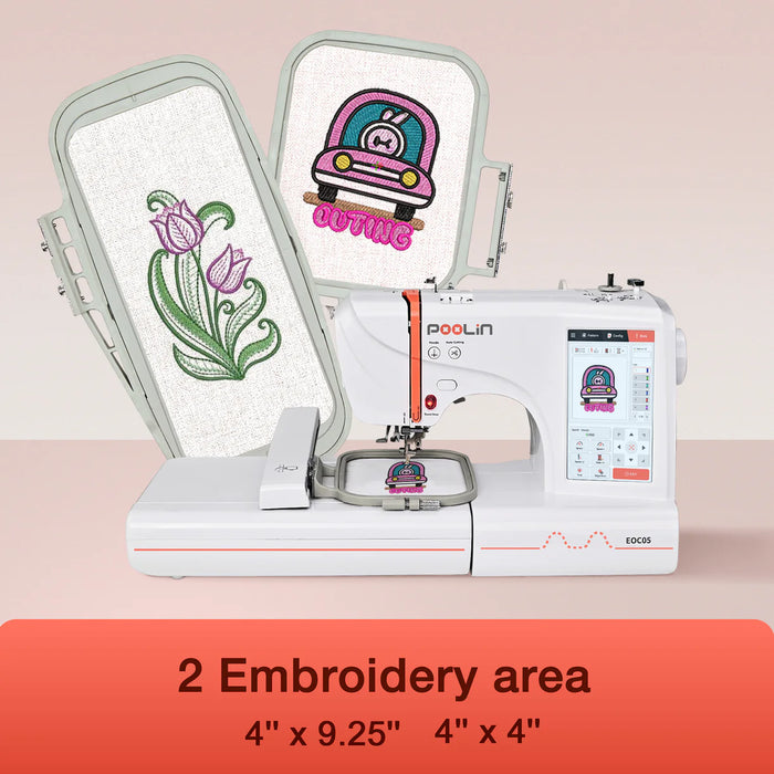 POOLIN EOC05 Computerized Home Embroidery Machine - Beginner Friendly