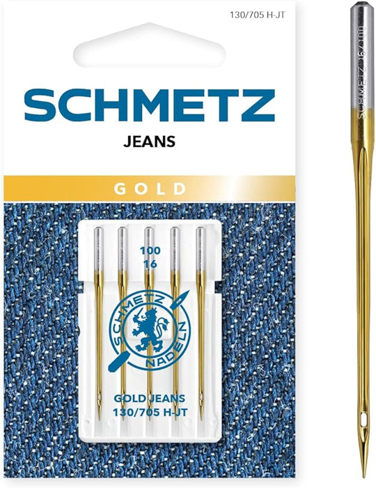 SCHMETZ 5pcs Gold Jeans Needles (130/705 H-JT) – Premium Domestic Sewing Machine Needles