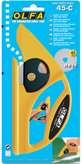 [OLFA Safety Rotary Cutter Knife Carpet Cutting JAPAN 45mm 45C 29B-Made in Japan] - [OLFA Safety Rotary Cutter Knife Carpet Cutting JAPAN 45mm 45C 29B-Made in Japan] | BanSoon Sewing Machine Singapore - Sewing.sg
