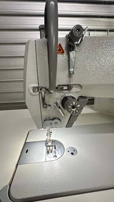 Mauser ML8126 Series Single Needle Lockstitch Sewing Machine, top threading in details.