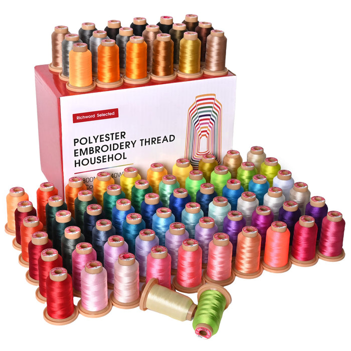 80 Colors Richword 108D/2 40wt Polyester Embroidery Thread 800m Household Single Needle Embroidery Machine