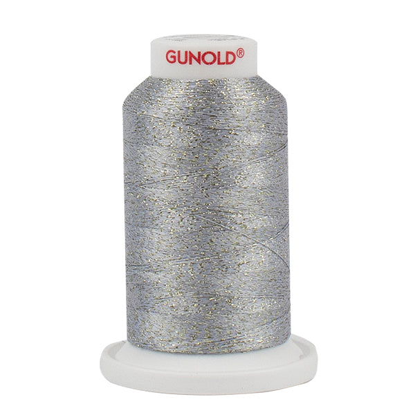 Gunold Embroidery Thread - Poly Sparkle (Star) 30 - 1000m -White with Gold Sparkle-