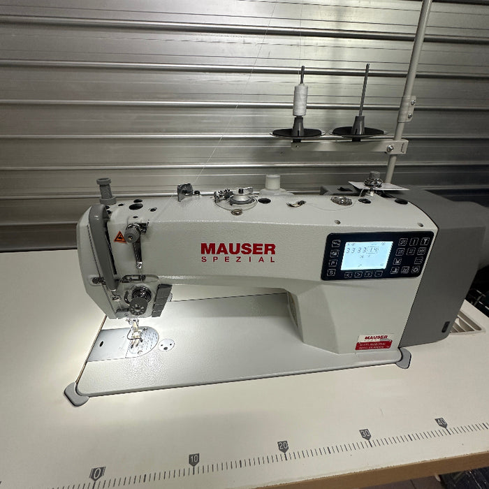 Mauser ML8126 Series Single Needle Lockstitch Sewing Machine, with Table, closeup view.