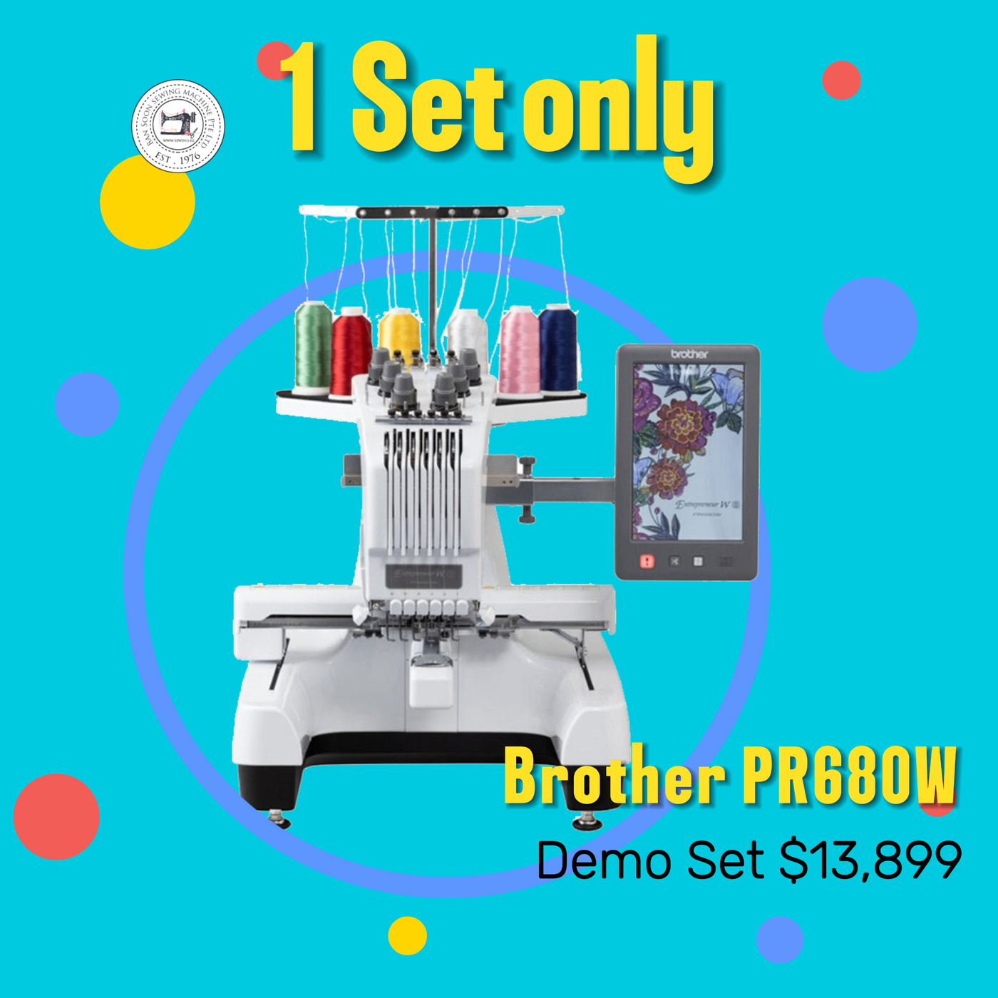 DEMO SET 1 SET Brother PR680W 6 Needles Embroidery Machine — Ban Soon