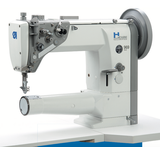 H-TYPE 969 PURE Durkopp Adker Single needle lockstitch cylinder arm machines with barrel type shuttle hook for very thick threads stitching on heavy-weight material.