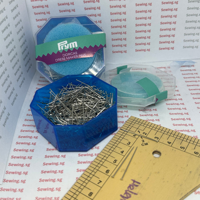PRYM Dorcas Dressmaker Pins 0.65x32mm, 50g, packed in Foam Cushion Top Box