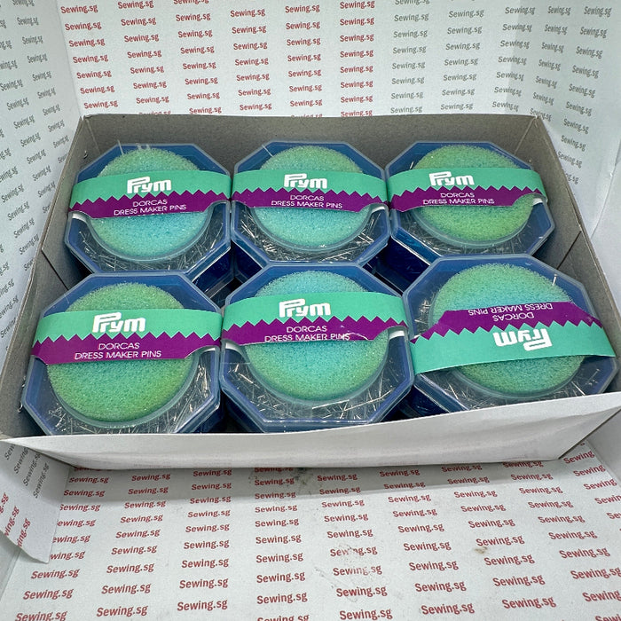 PRYM Dorcas Dressmaker Pins 0.65x32mm, 50g, packed in Foam Cushion Top Box, 12 boxes