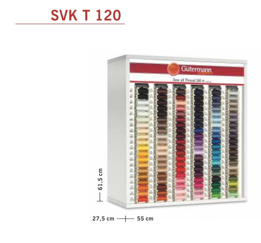 Gütermann Creativ Sew-All.
Sewing Threads Complete set.
SVK T 120 Cabinet Dimension: 550 mm x 275 mm x 615 mm Height.