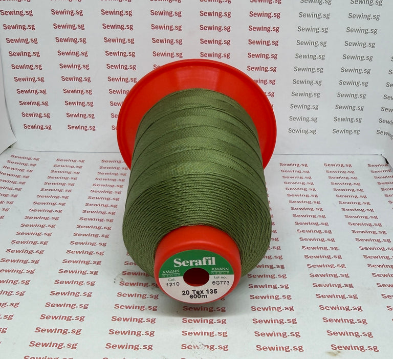 Serafil Threads - Green (Color Code 1210 - 600 Meter Size #20) - Threads for Shoes, Leather, Canvas and Upholstery Sewing