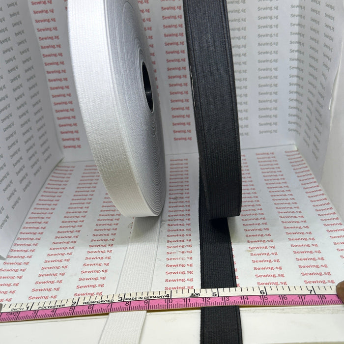 Elastic Band, 1.3mm thick, 3/4 inch or 19mm width, White or Black Color 