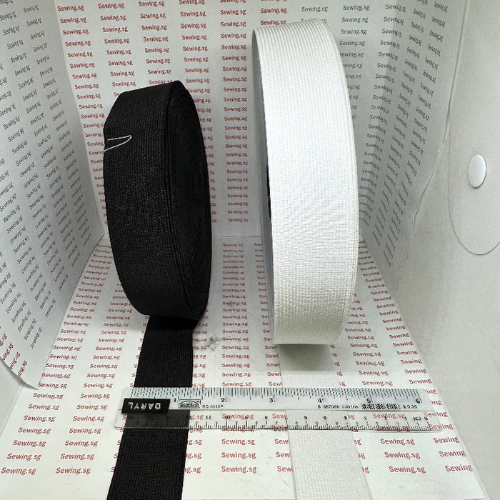 Elastic Band, 1.3mm thick, 1 1/4 inch or 31mm width, White or Black Color