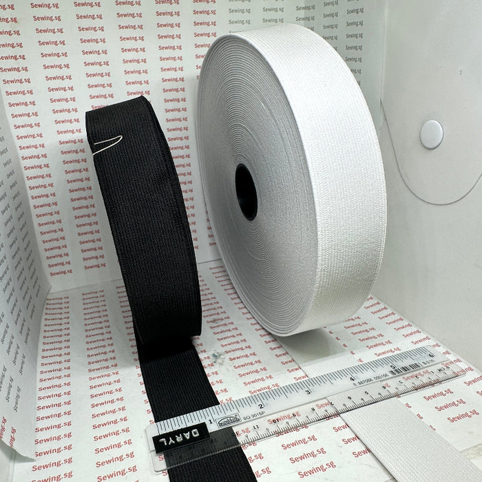 Elastic Band, 1.3mm thick, 1 1/4 inch or 31mm width, White or Black Color
