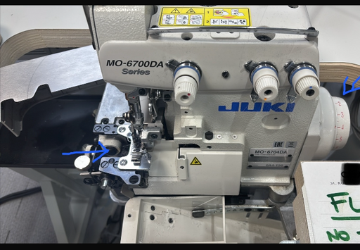 MO6704DA 0E4 40H + Fully sunken Table top, Juki Roll Hem Overlock