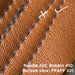 Bottom Side, close-up of brown leather with sewing stitches by PFAFF 335, Needle Thread Size #20; Bobbin Thread Size #30.