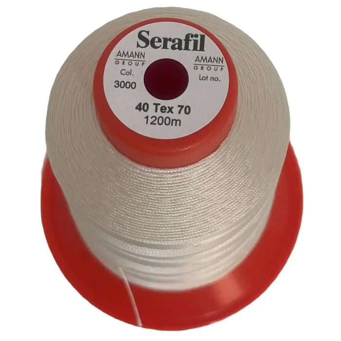 Serafil Thread Cream 3000 #40 Tex 70 (1200m) | Premium Polyester Sewing Thread for Leather, Shoes & Upholstery
