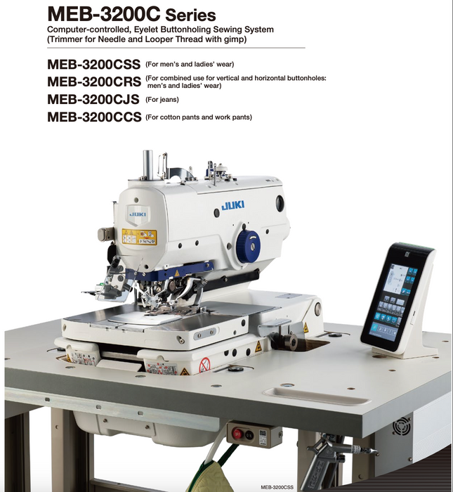 JUKI MEB-3200C - Eyelet Buttonhole Machine Complete Set with Computer Controlled