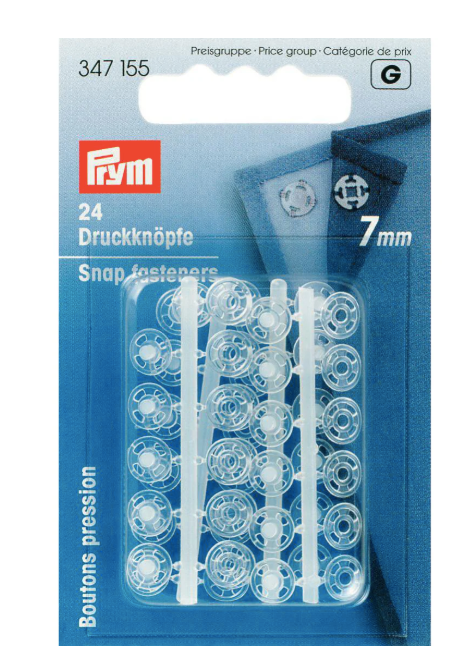 Prym 347155 - Plastic Snap Fasteners - Transparent 7mm