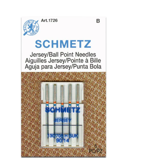 Schmetz Jersey Needles. A must use needles for stitching of Knitted fabric Medium ball point