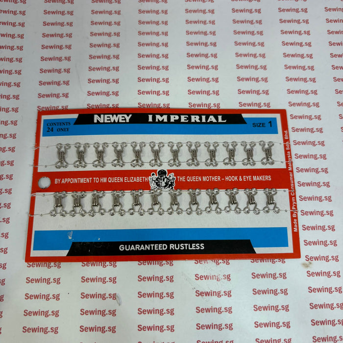 Hook and Eye Set. Size 1, Size 2 - White or Black, Newey Imperial
