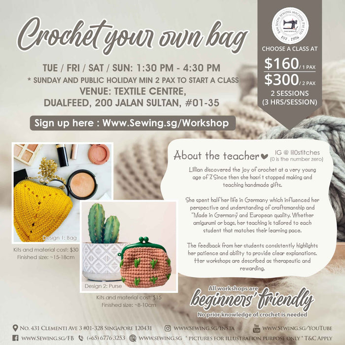 Crochet Your Own Bag Workshop / Class @ Textile Centre